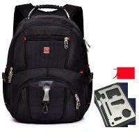 瑞士军刀双肩包男背包男大容量17寸休闲商务电脑包书包户外旅行|17寸刀卡