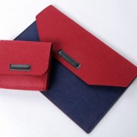 苹果macbook羊毛毡air13笔记本pro13.3寸电脑包15内胆12保护套m|酒红深蓝魔术贴加毛绒内衬 15.6寸