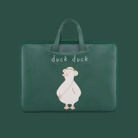 卡通手提电脑包13/14/15.6寸学生女可爱清新防水笔记本防震内胆包|duck绿鸭子 15寸