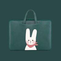 卡通手提电脑包13/14/15.6寸学生女可爱清新防水笔记本防震内胆包|绿色小兔子 13.3寸