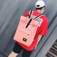 书包女学生韩版ins背包港风日系双肩包学院风帆布bf电脑包男情侣|粉色大号