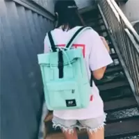 书包女学生韩版ins背包港风日系双肩包学院风帆布bf电脑包男情侣|薄荷绿小号