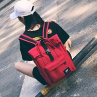 书包女学生韩版ins背包港风日系双肩包学院风帆布bf电脑包男情侣|红色小号