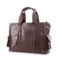 男包手提包单肩斜挎男士包包大容量出差横款电脑包公文包商务|棕色.