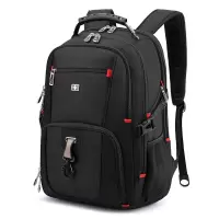新品多功能双肩包17寸大容量商务电脑包usb防水户外旅行行李包|黑色 17寸