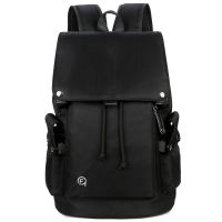 男士双肩包男韩版时尚帆布背包男大学生书包潮旅行包电脑包男包|(989)尼龙黑抽绳款