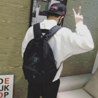 日韩双肩包男时尚潮旅行背包大学生书包男学院风帆布休闲电脑包|B21黑色