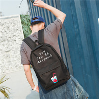韩版双肩包男时尚潮青年电脑包日韩潮旅行背包高中生书包帆布包|可乐杯黑