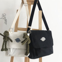 韩国ins帆布包女学生斜挎包日系原宿风星球手提大容量百搭单肩包