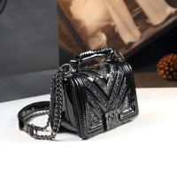 小香风包包女2020新款百搭小包时尚单肩斜挎包漆皮手提链条包洋气