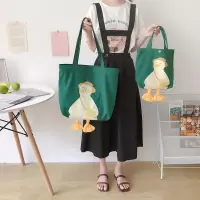可爱小鸭子日韩版新款潮女学生上班购物零食单肩手提小拎袋帆布包