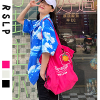 2020新款ins女单肩手提大容量褶皱帆布托特包袋日系韩版