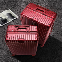 酒红色拉杆箱女嫁妆箱铝框行李箱结婚新娘陪嫁箱婚庆旅行箱26皮箱