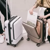 前置开口旅行箱静音轮商务出差登机拉杆箱男20寸轻便小型行李箱女