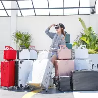 网红拉杆箱行李箱女子母铝框箱子20寸小型轻便旅行箱24密码皮箱潮