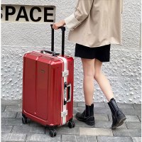 酒红色行李箱结婚箱子新娘陪嫁箱拉杆箱女静音万向轮旅行箱皮箱子