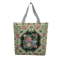 新款单肩包帆布包短途旅行包绣花民族风大包电脑包|后背黑色帆布秘密花园内衬色随机不指定