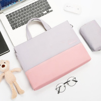 手提笔记本电脑包适用于华为matebook14苹果macbook13.3戴尔15.6|少女粉+电源包+送小熊公仔 15寸