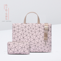 适用苹果macbook小米华硕13笔记本电脑15.6寸手提包12公文小清新女皮可|格子粉+同款电源包(送鼠标垫) 11寸