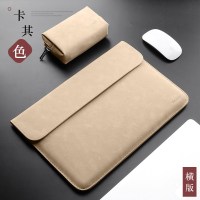 内胆包适用联想苹果戴尔华硕小米笔记本macbook华为电脑包air13|微绒磨砂款(横款)-卡其色+电源包 14寸