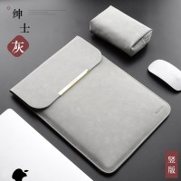 内胆包适用联想苹果戴尔华硕小米笔记本macbook华为电脑包air13|微绒升级款-绅士灰+电源包 15.6英寸