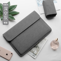笔记本内胆包适用华为matebook14寸联想air小新|细腻微绒(横款)-深空灰[送同款电源包] 14寸