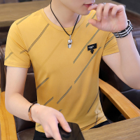 夏季新款冰丝短袖t恤男士修身上衣丅桖打底衫半袖衣服潮流体恤男t