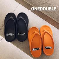 新款韩国人字拖鞋女夏外穿厚底坡跟摇摇底情侣夹脚拖鞋ins夹拖潮