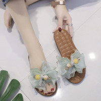 网红凉拖鞋女外穿2020新款春季韩版蝴蝶结夏天平底牛筋软底拖