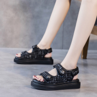 小香风夏天凉鞋女平底2020年新款夏季网红时尚厚底女鞋百搭ins潮