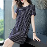 2020妈妈装胖妹妹夏装加肥加大短袖连衣裙女显瘦遮肚大码女装裙子