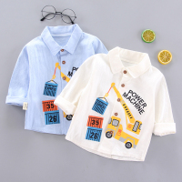 男童长袖衬衫纯棉薄款儿童春秋童装小童上衣婴儿外套宝宝卡通衬衣
