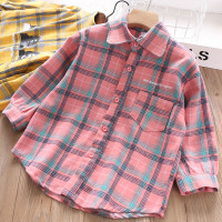 女童格子衬衫2020春秋季新款儿童洋气长袖纯棉衬衣小女孩外套秋装