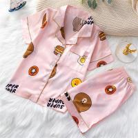 儿童大童睡衣男童女童薄款短袖冰丝绸真丝宝宝空调家居服小孩夏天