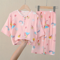 夏季棉绸儿童睡衣套装男孩女童绵绸男童薄款棉小孩空调家居服宝宝