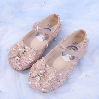 女童真皮公主鞋春秋季新款儿童软底单鞋小女孩冰雪爱莎水晶鞋皮鞋