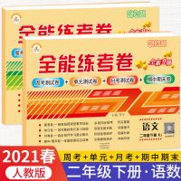 二年级下册全能练考卷小学生数学同步练习册寒假作业期末测试卷子|二年级下册语文数学练考卷 收藏优先发货