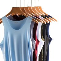 夏季速干无痕冰丝背心男士圆领紧身背心男青年无袖运动打底汗衫