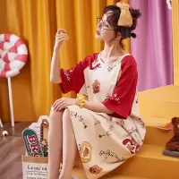 睡裙女夏棉质短袖可爱甜美仙女宫廷睡衣女春秋公主风长款睡裙宽松