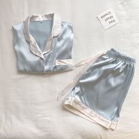 夏季冰丝睡衣女春夏女士短袖短裤套装薄款ins风简约学生家居服