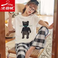 睡衣女夏季套纯棉短袖长裤网红小熊学生可爱卡通家居服外穿