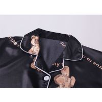 日系冰丝小熊睡衣女士夏季短袖长裤薄款可外出卡通可爱家居服套装