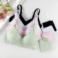 冰丝内衣女学生韩版初中生高中少女文胸无钢圈聚拢小胸罩薄款套装