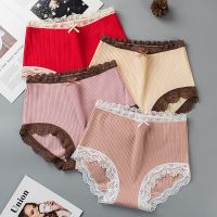 高腰内裤女纯棉收腹提臀无痕性感蕾丝边成人大人大码韩版少女