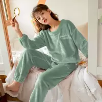 法兰绒睡衣秋冬女加厚加绒保暖套装珊瑚绒暖暖裤套装睡衣女家居服