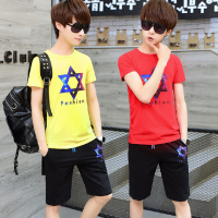 夏季男士13打底卫衣青少年15-16岁短袖t恤男孩夏装学生班服套装潮