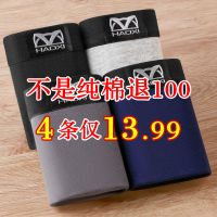 4条男士内裤男纯棉平角裤四角内裤男生裤头男舒适透气内裤
