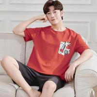 大码男士睡衣夏季纯棉短袖短裤全棉薄款青年春夏天休闲男式家居服