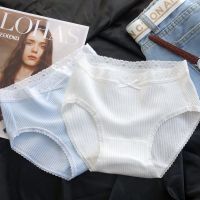 3/4条 日白色内裤女纯棉抗菌中腰大码全棉少女生三角裤头