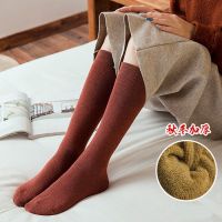 长筒袜子女秋冬季韩版中筒加绒加厚保暖小腿高筒ins堆堆袜